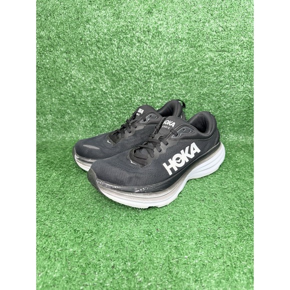 Hoka One One Bondi 8 Women Size 9.5 Black White Athletic Running Shoes Sneakers - Picture 4 of 11